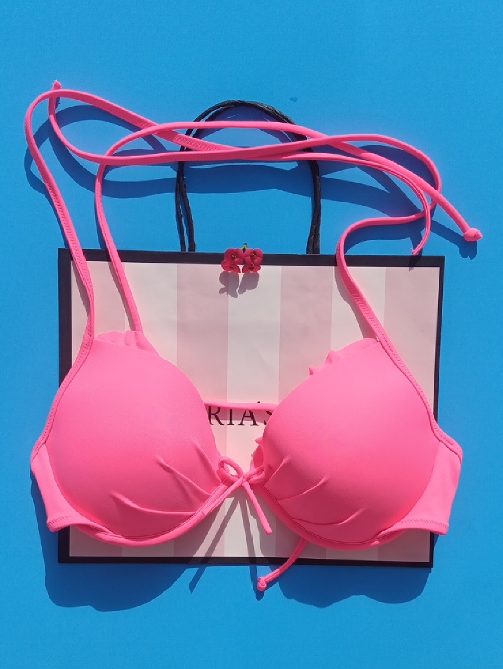 Victoria's Secret Neon Pink Push-Up Bikini Top Size 34C